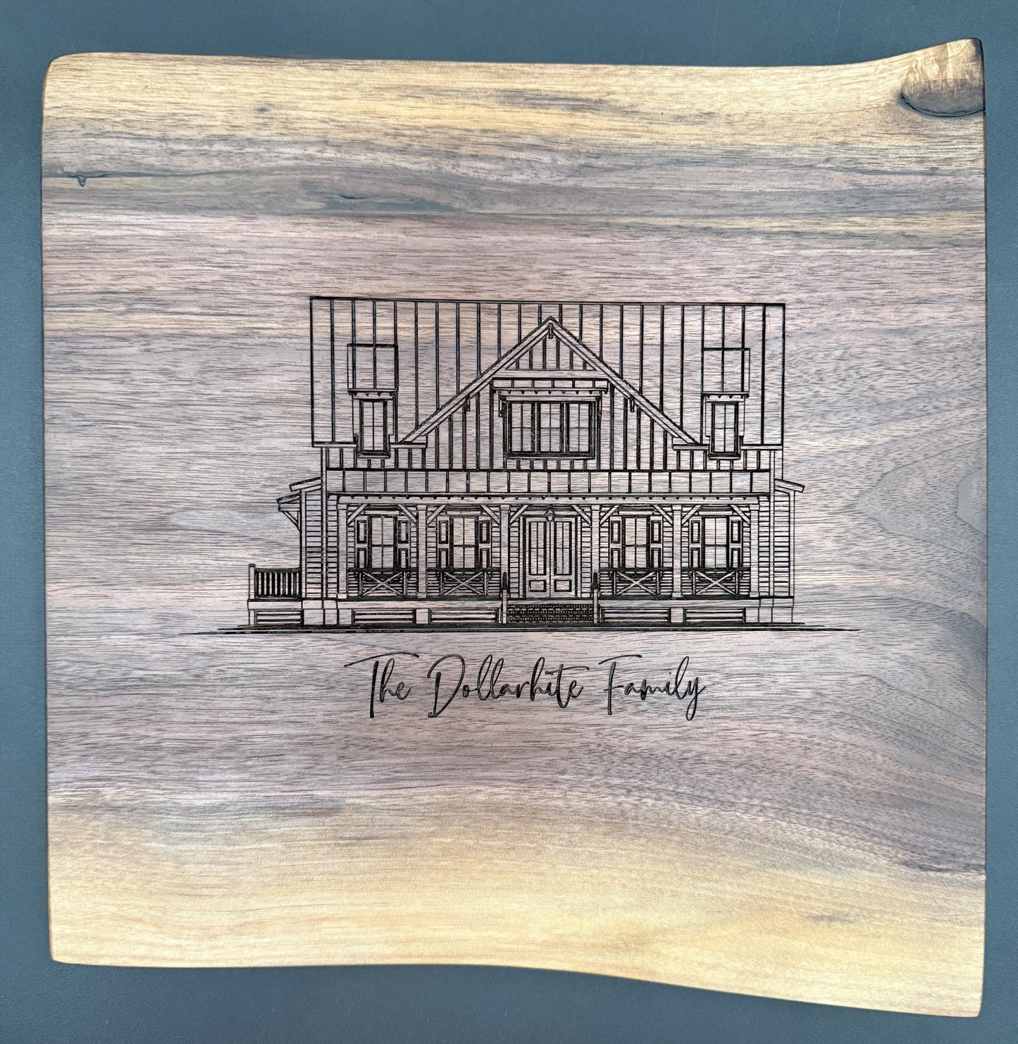 Handcrafted Black Walnut Cutting Board with Custom House Engraving