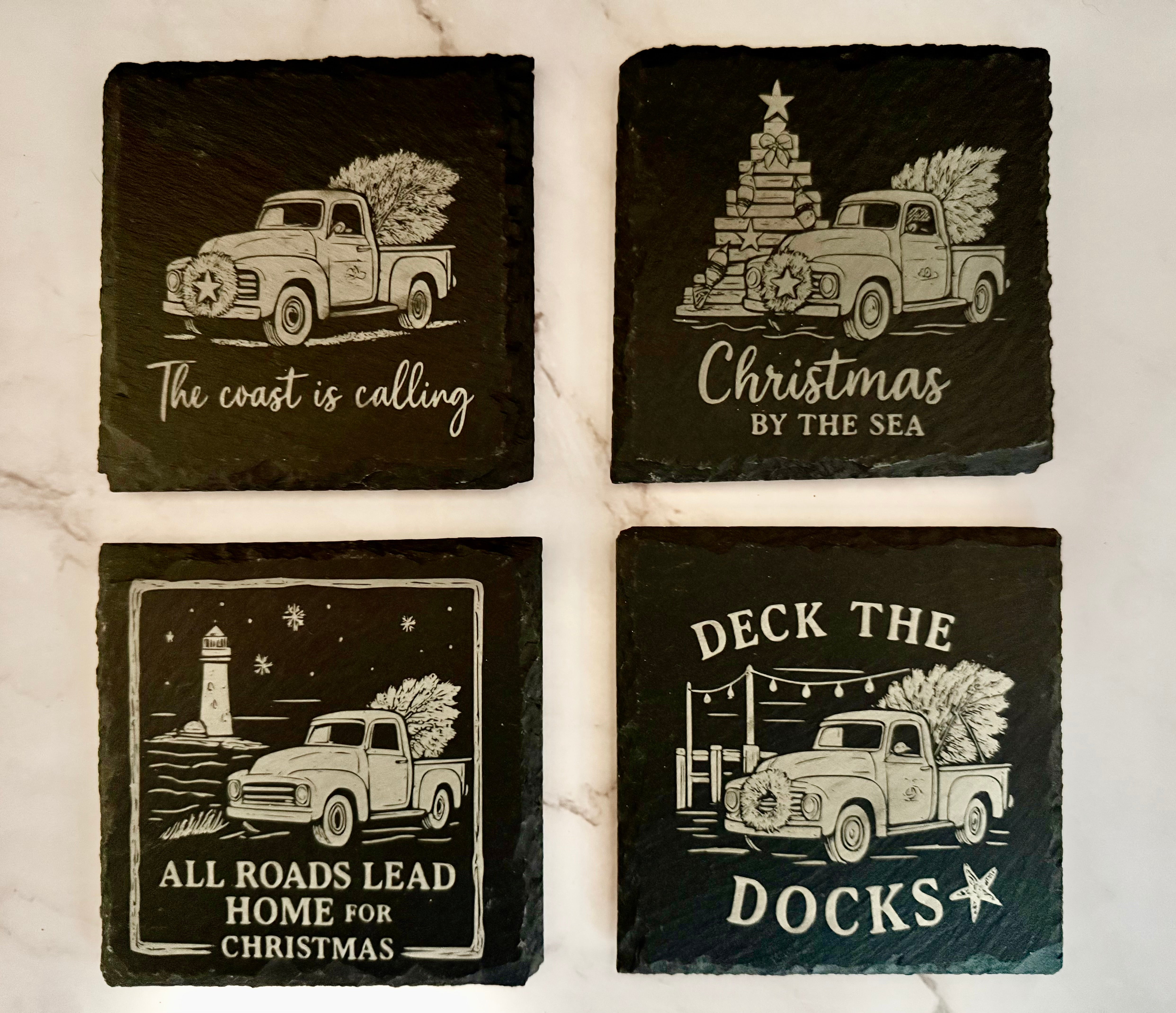 Engraved Slate Coaster Sets