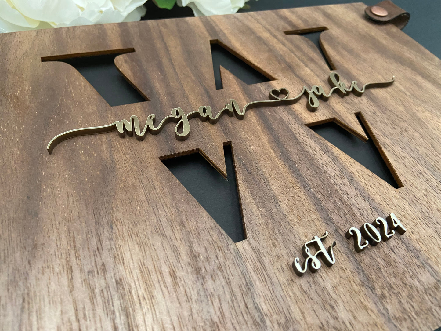 Handcrafted Wood + Leather Guest Book