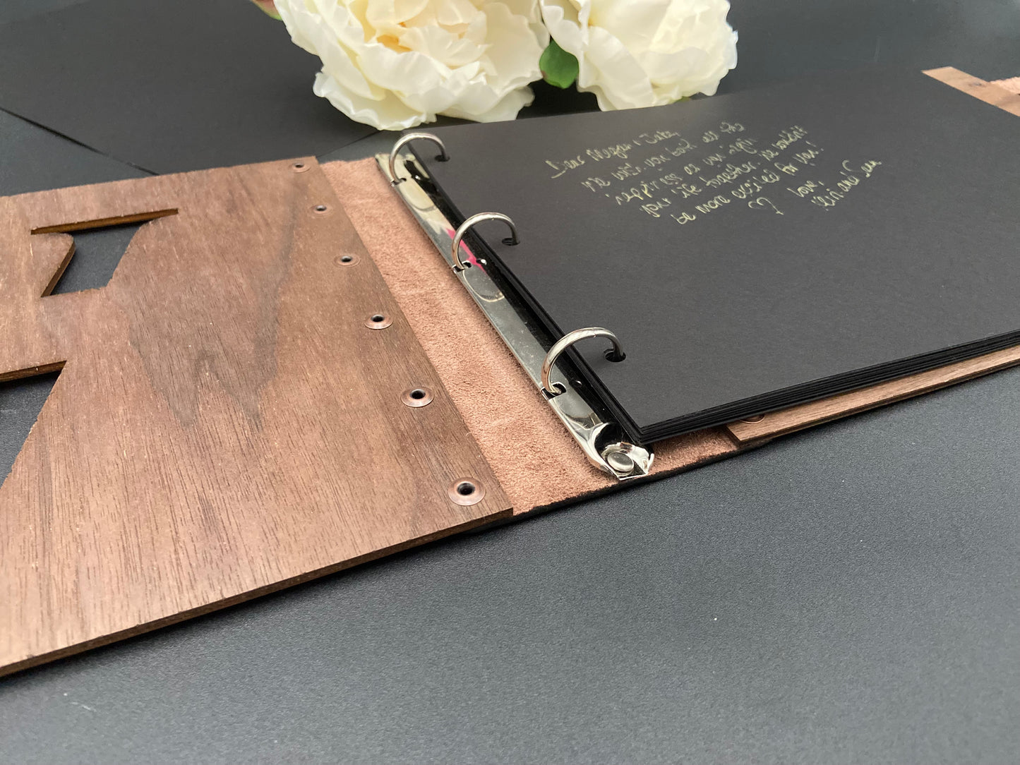 Handcrafted Wood + Leather Guest Book