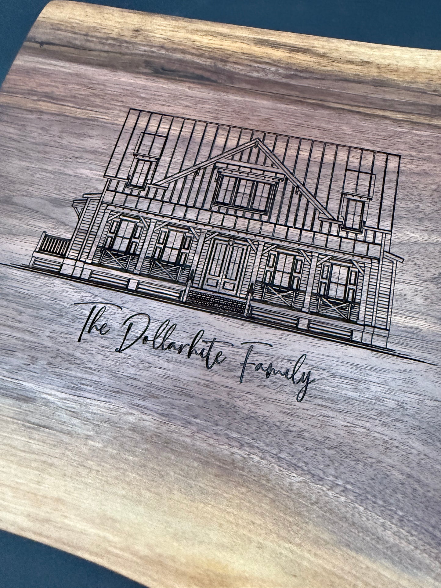 Handcrafted Black Walnut Cutting Board with Custom House Engraving