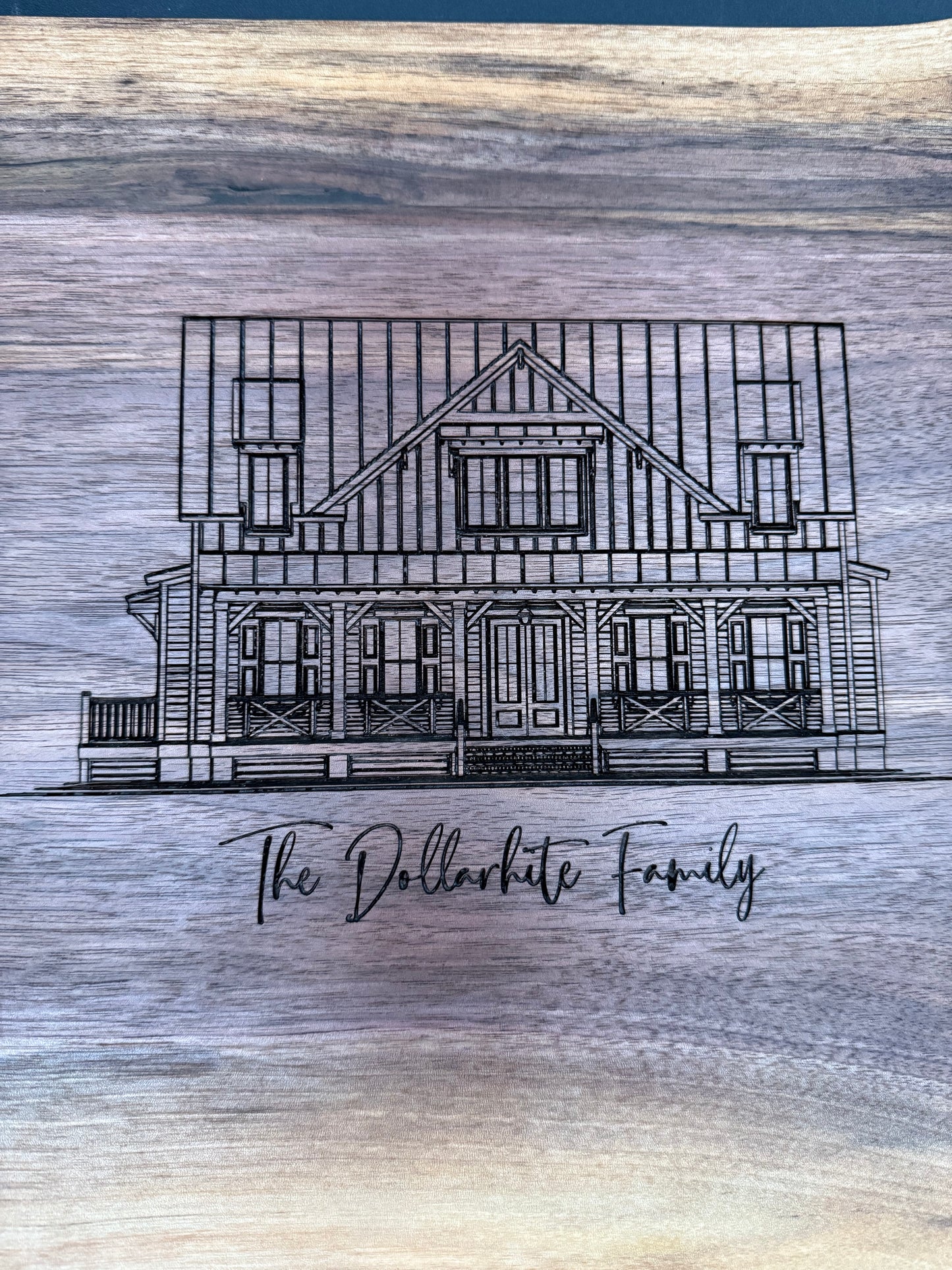 Handcrafted Black Walnut Cutting Board with Custom House Engraving