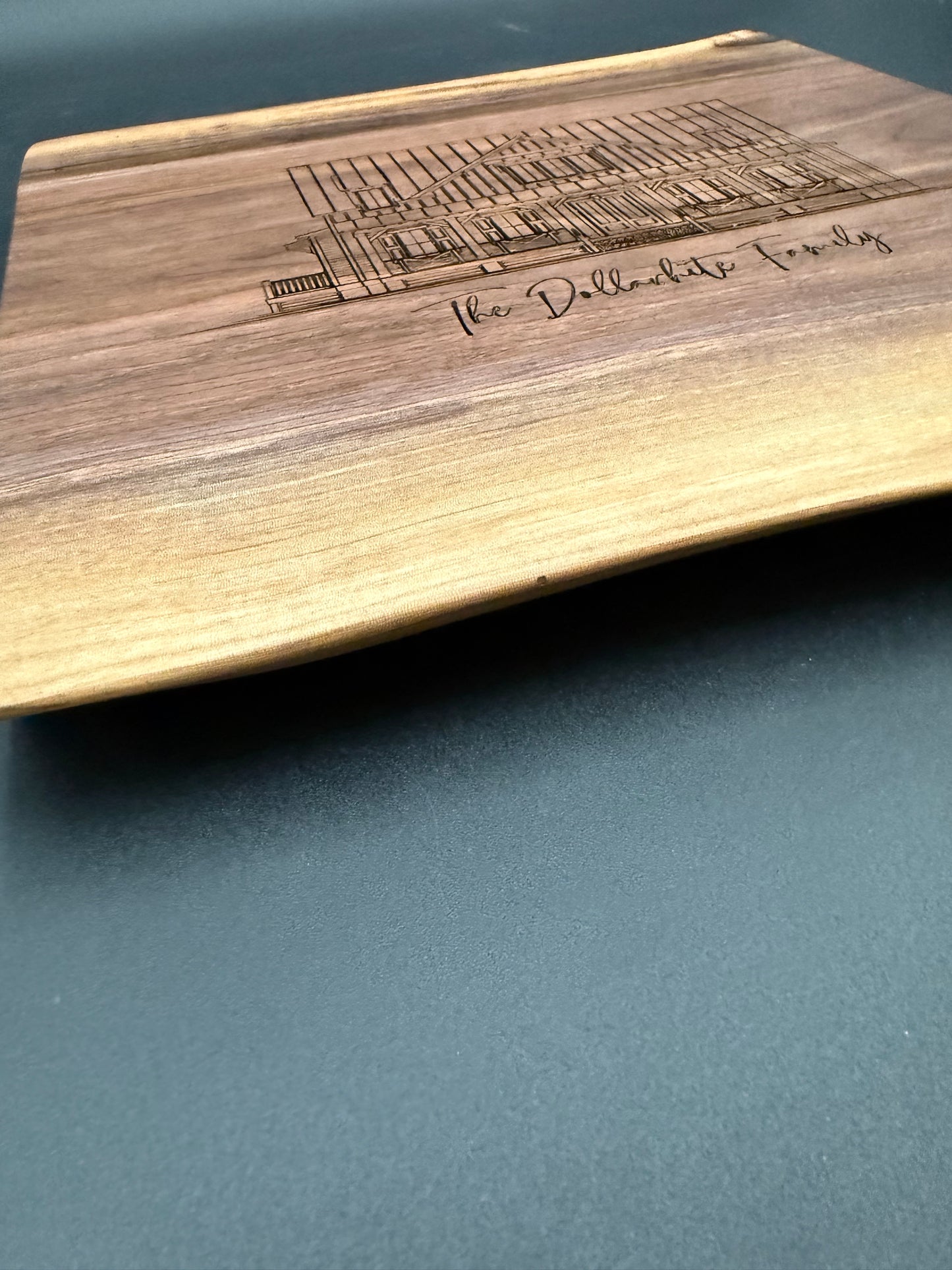Handcrafted Black Walnut Cutting Board with Custom House Engraving