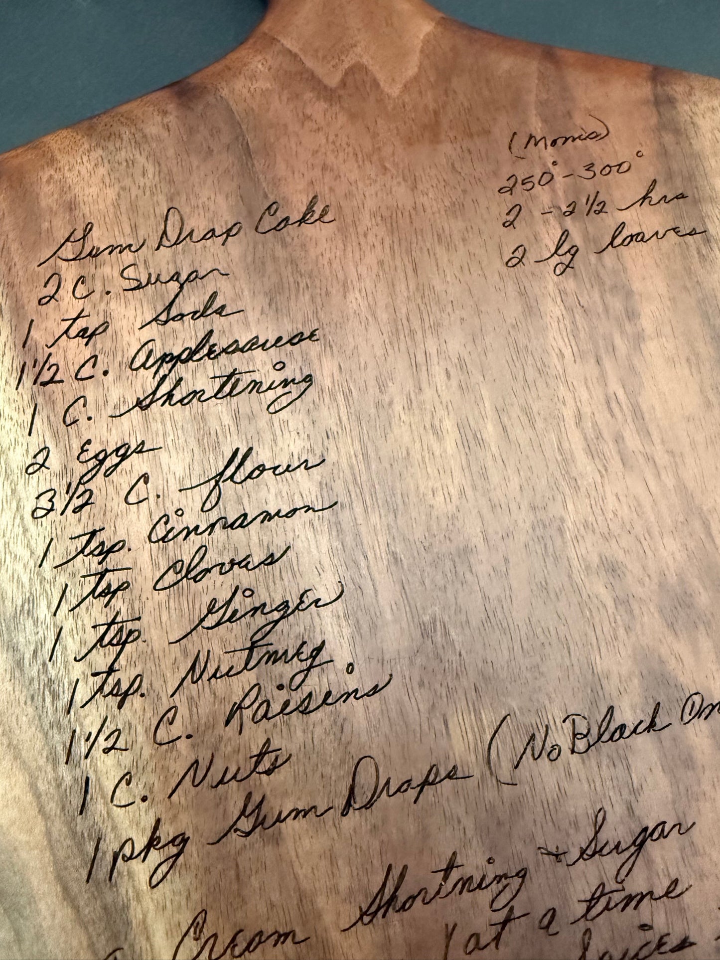 Handcrafted Black Walnut Cutting Board with Engraved Recipe