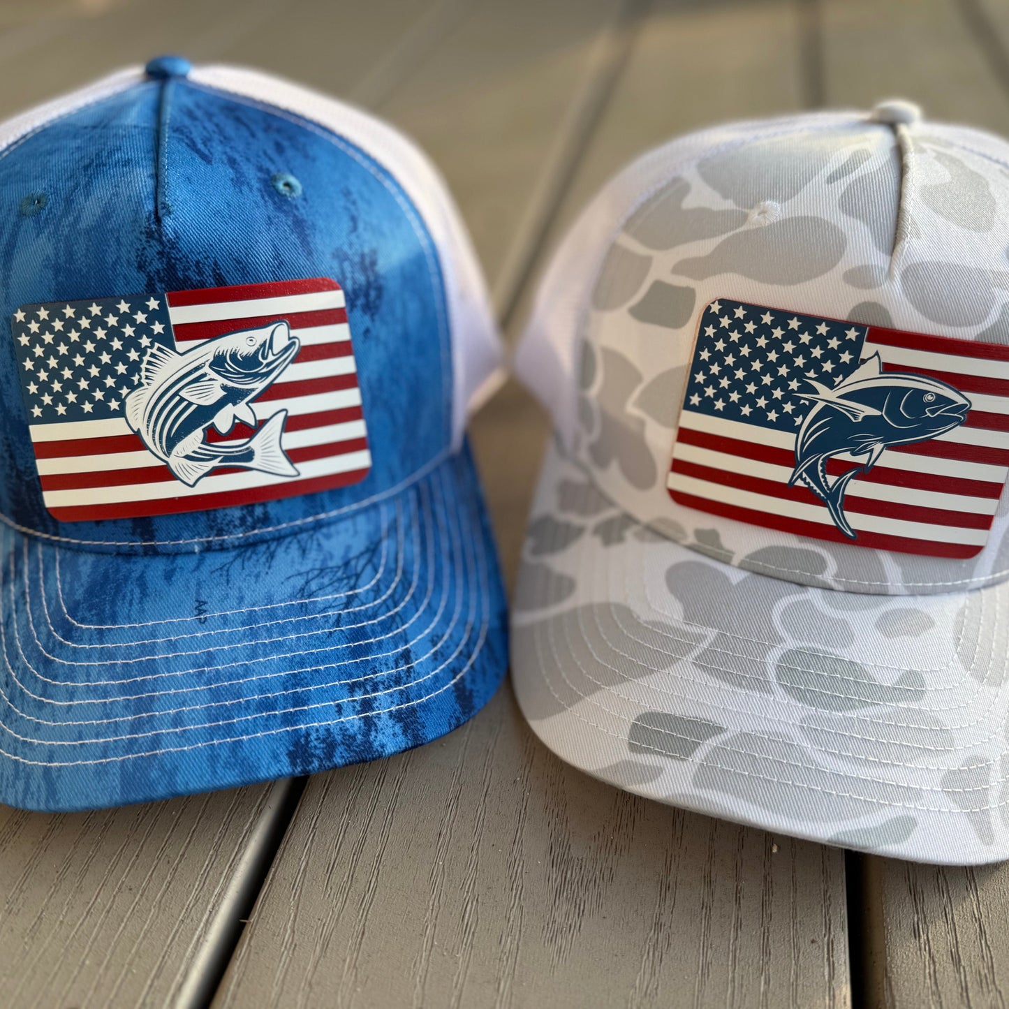 American Flag Fishing Trucker Hats