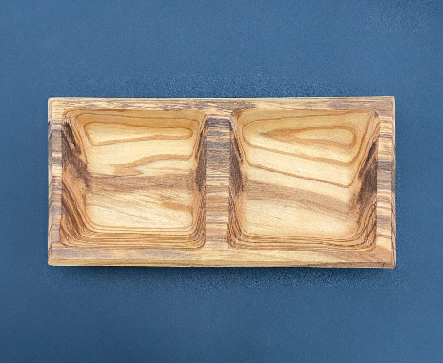 Olive Wood Double Dipping Bowl