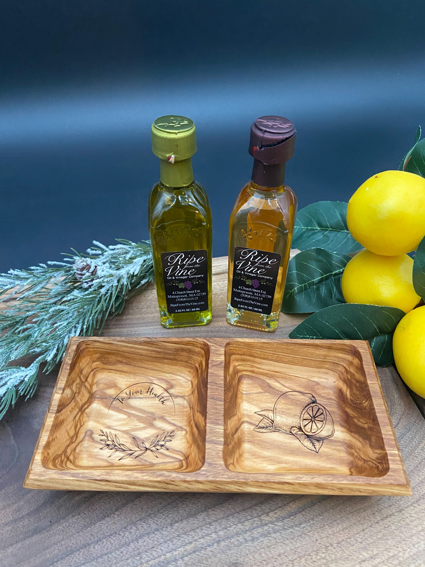 Olive Wood Oil & Vinegar Gift Set