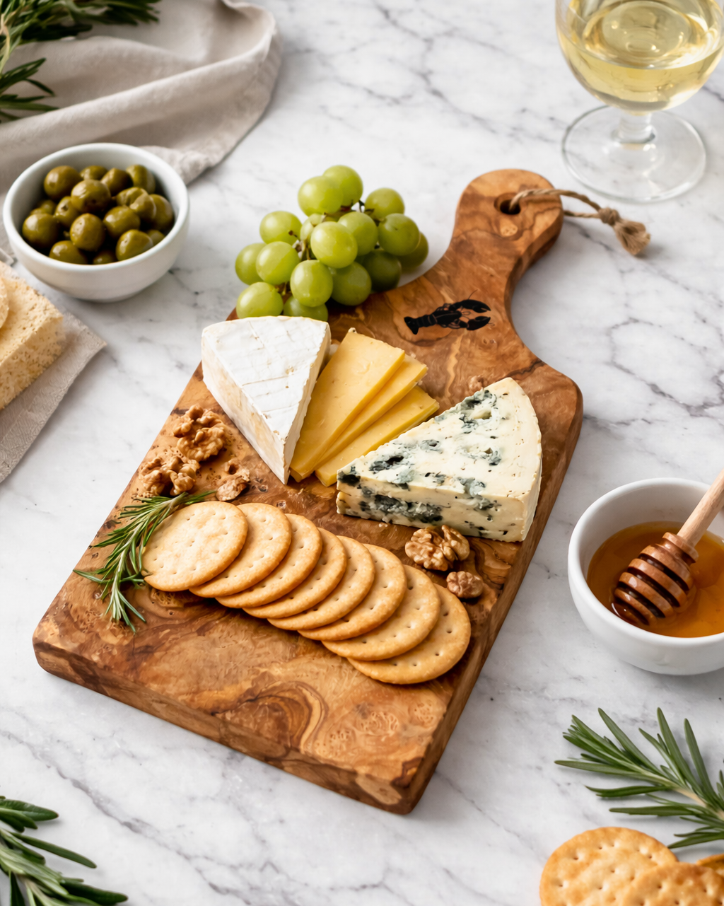 Salt & Tides Olive Wood Paddle Cheese Board (9")