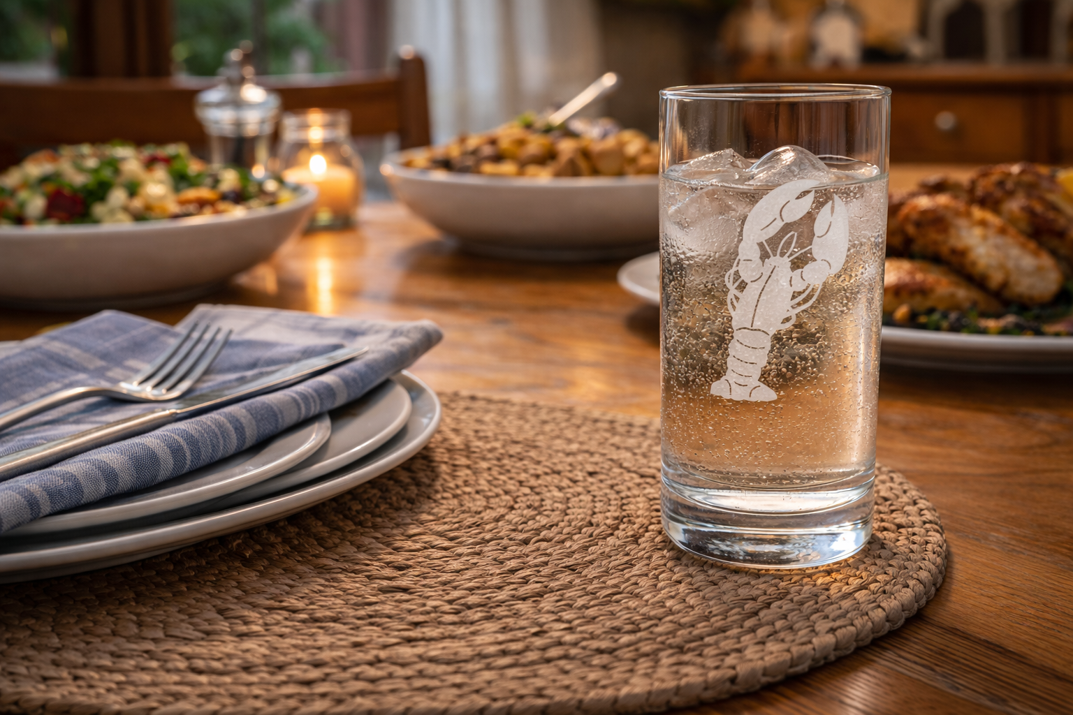 Salt & Tides Etched Lobster Beverage Glass