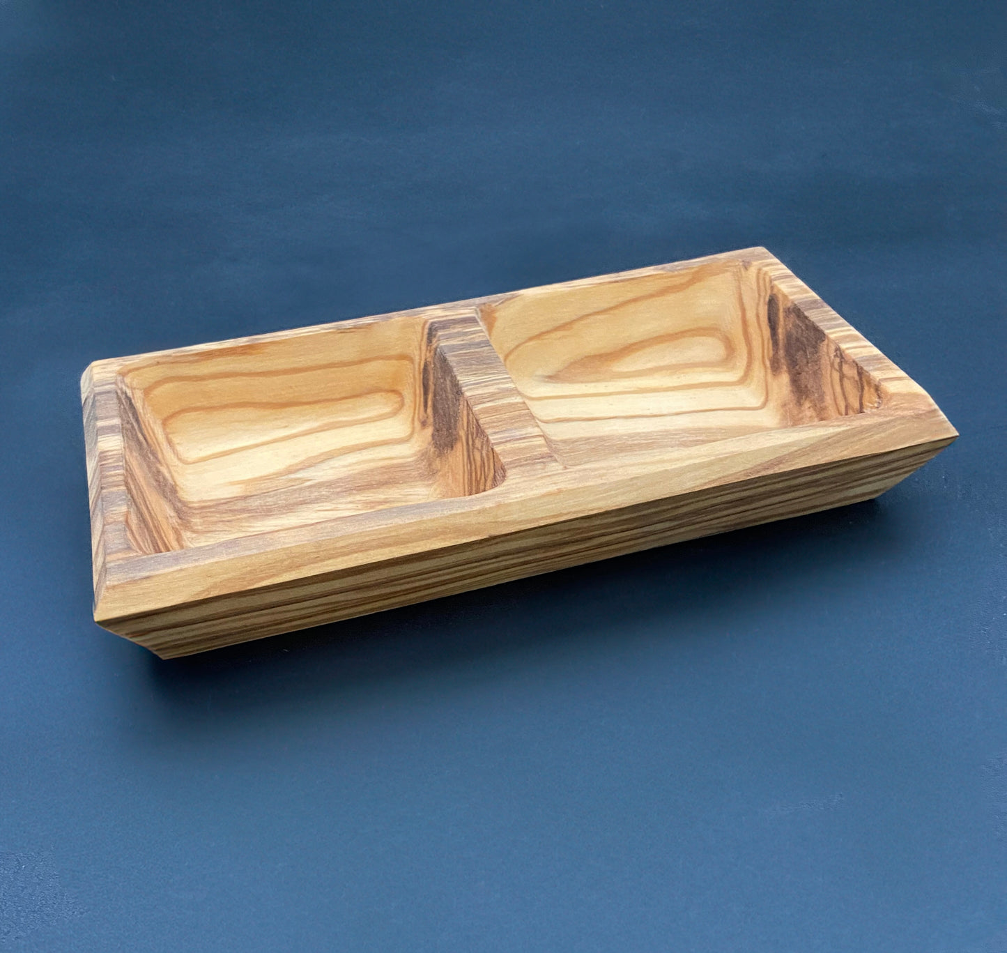 Olive Wood Double Dipping Bowl