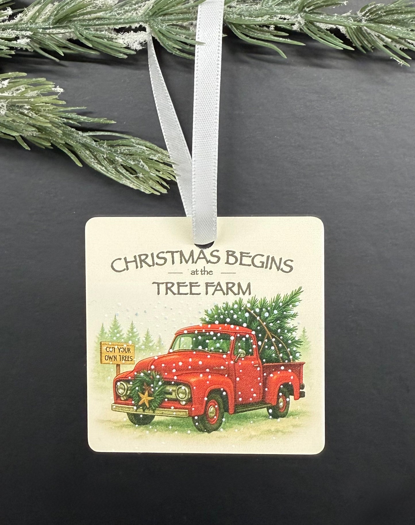 “Christmas Begins at the Tree Farm” Ornament
