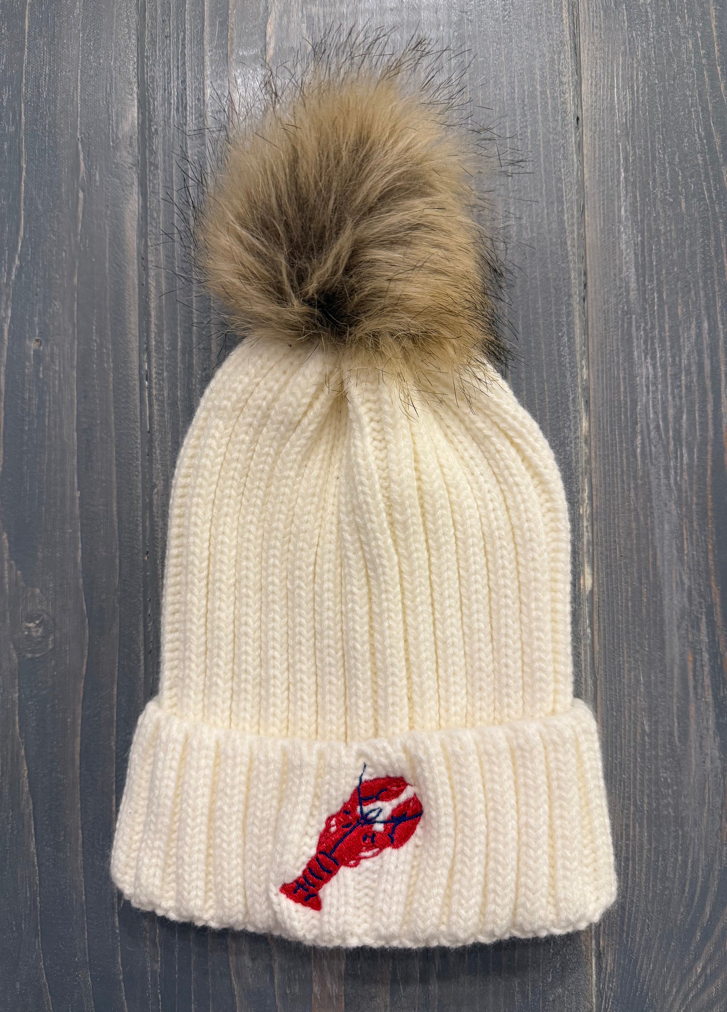 East Coast Faux Fur Pom Knit Beanie