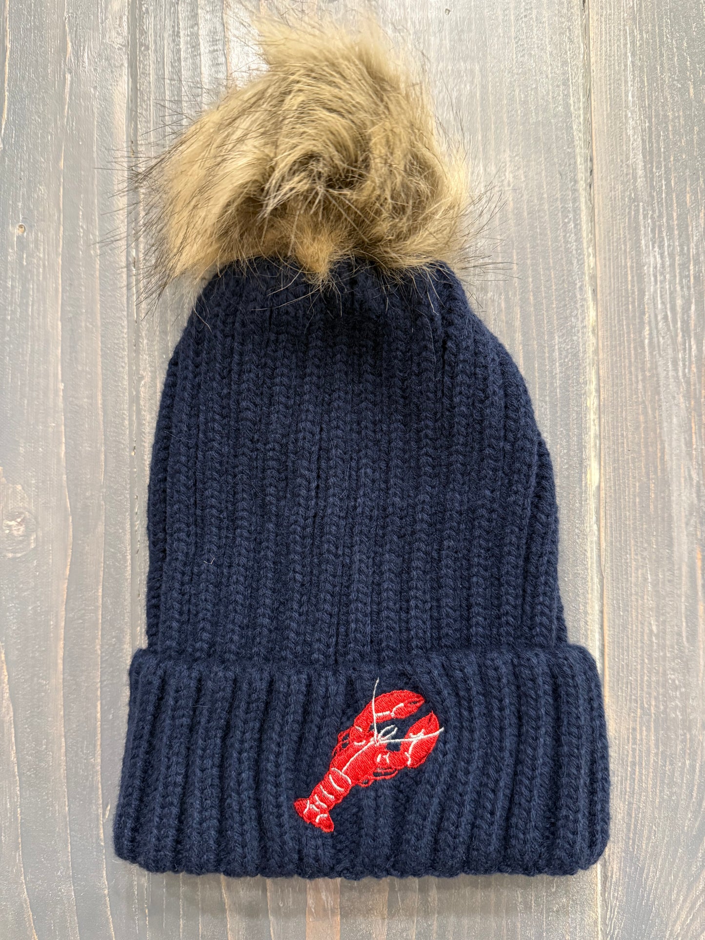 East Coast Faux Fur Pom Knit Beanie