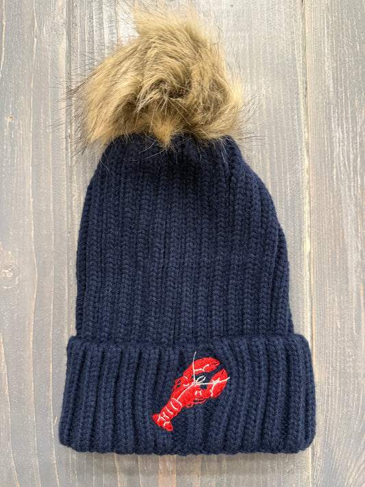 East Coast Faux Fur Pom Knit Beanie