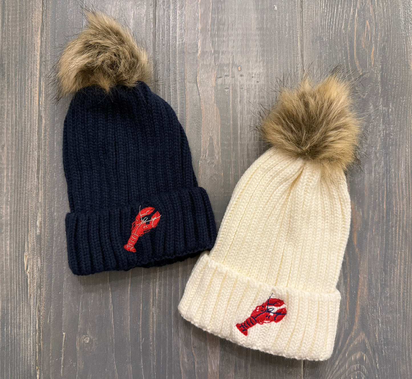 East Coast Faux Fur Pom Knit Beanie