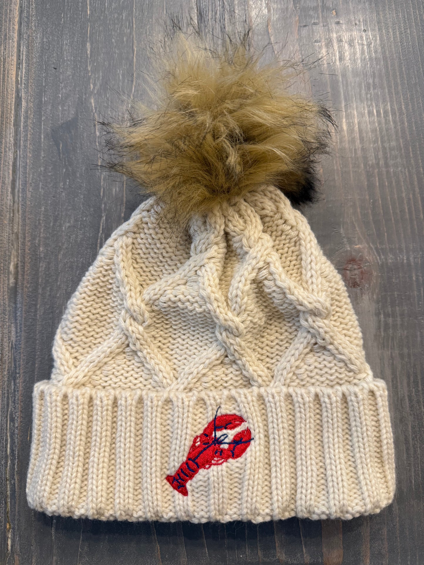 Chunky Cable Knit Lobster Beanie