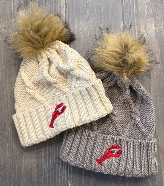 Chunky Cable Knit Lobster Beanie