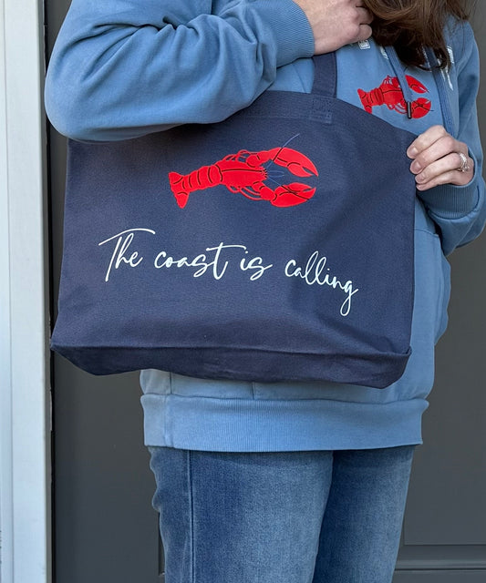 “The Coast Is Calling” Beach Wash Cotton Tote
