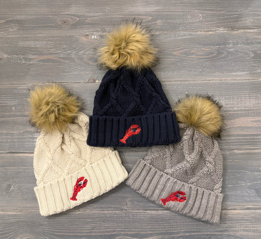 Chunky Cable Knit Lobster Beanie