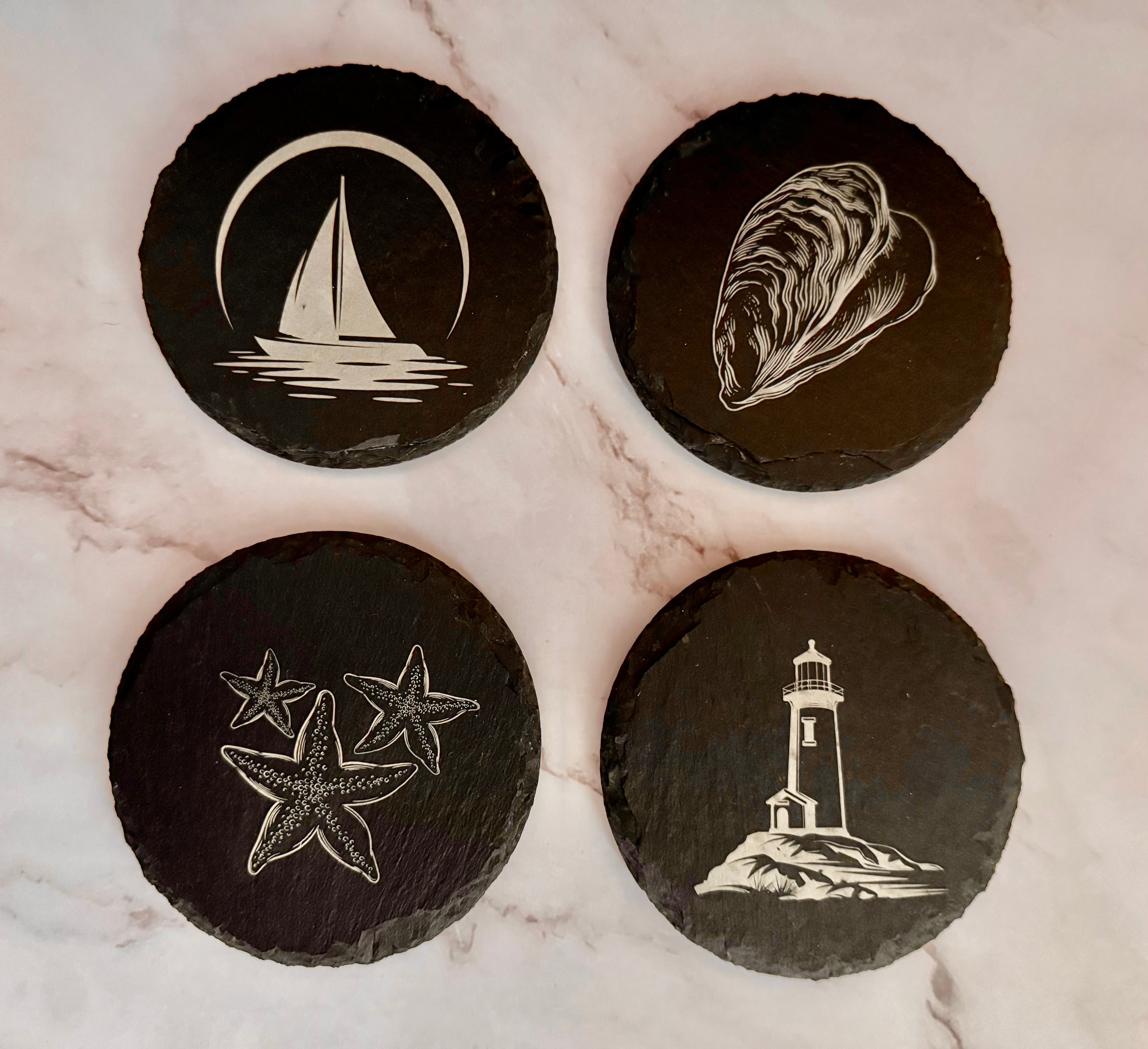 Engraved Slate Coaster Sets