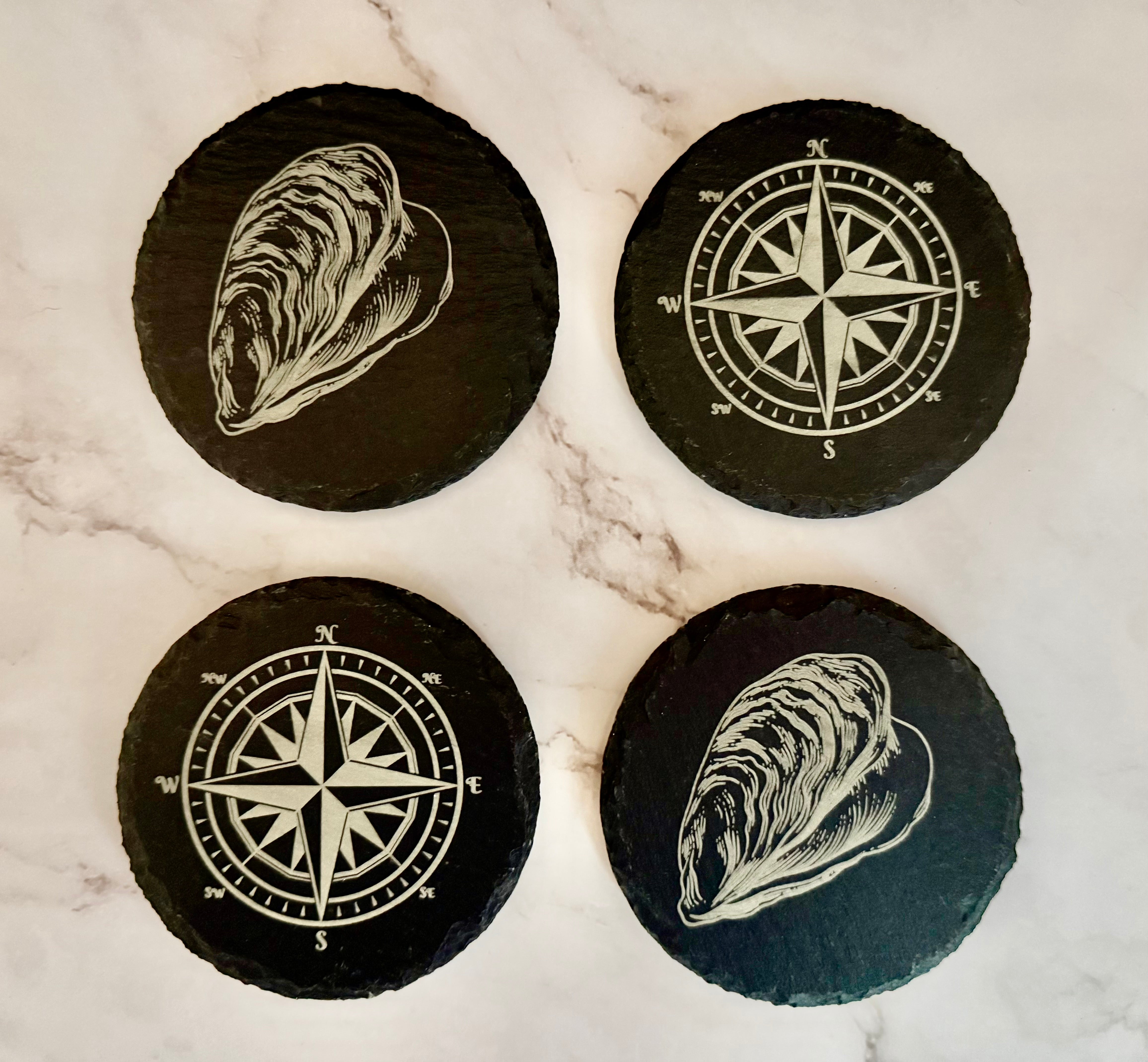 Engraved Slate Coaster Sets