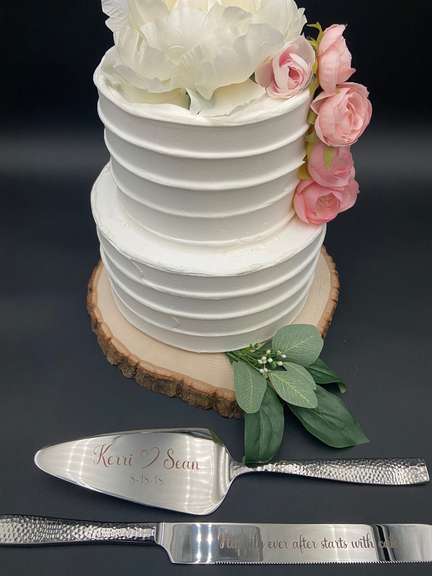 Engraved Wedding Cake Knife & Server