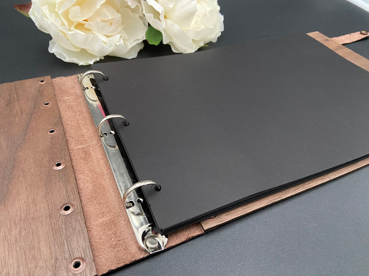Wood and Leather Guest Book