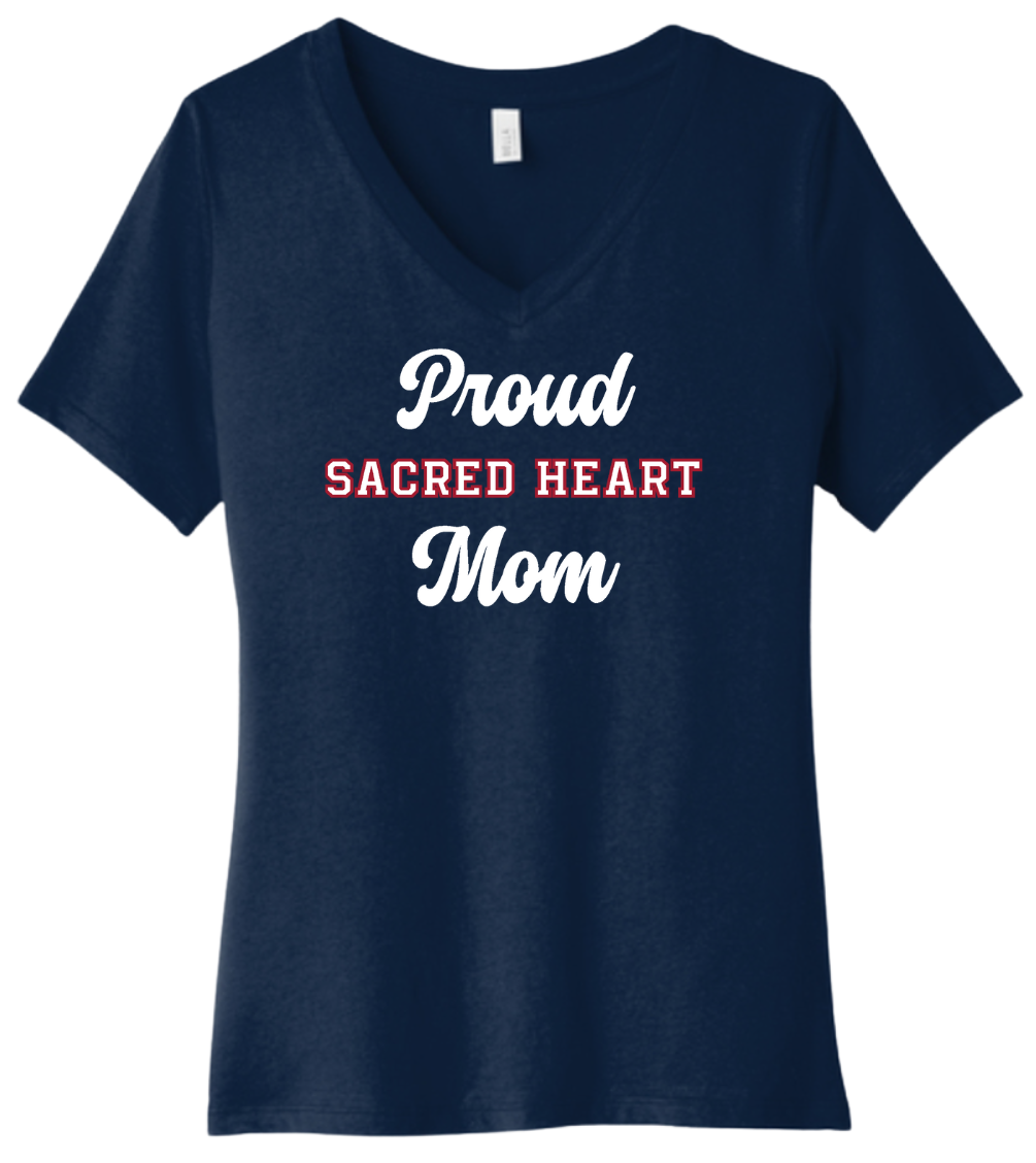 Proud Sacred Heart Mom V-Neck Tee
